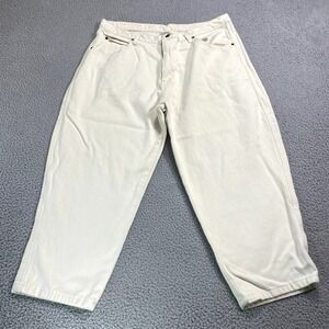VINTAGE Iz IT U Pants Mens 40x25 Beige Denim Baggy Grunge Capri 90s Made In USA‎